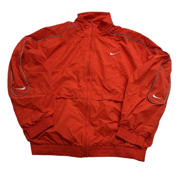 Nike Sportswear Solo Swoosh Woven Track Jacket in Orange - Picture 1 of 5